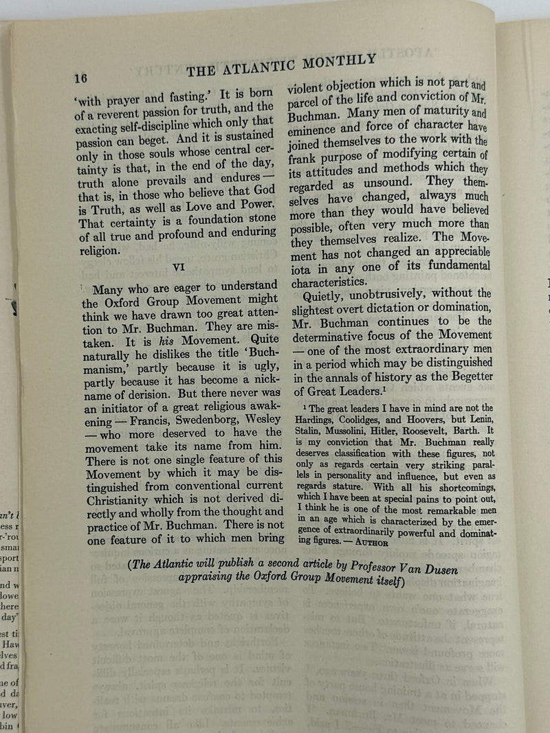 The Atlantic Monthly – July 1934 – Featuring “‘Apostle to the Twentieth Century’: Frank N. D. Buchman