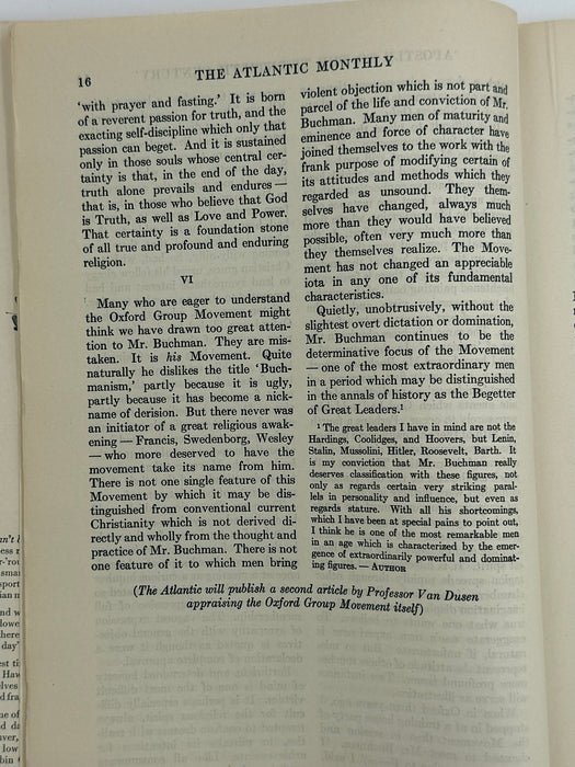 The Atlantic Monthly from July 1934 - 'APOSTLE TO THE TWENTIETH CENTURY' - Buchman
