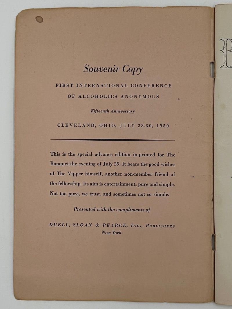 Souvenir Book from The First Alcoholics Anonymous International Conference - 1950 West Coast Collection
