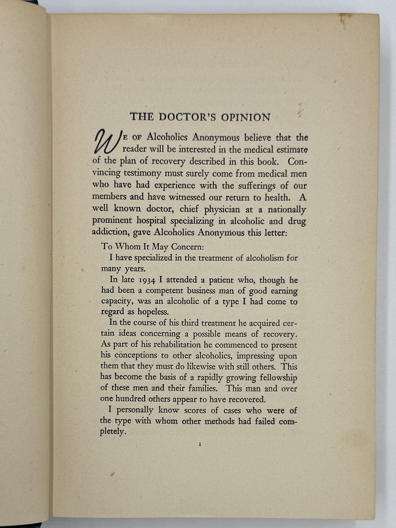 Alcoholics Anonymous First Edition — 7th Printing, January 1945 | Exceptionally Rare Wartime Big Book