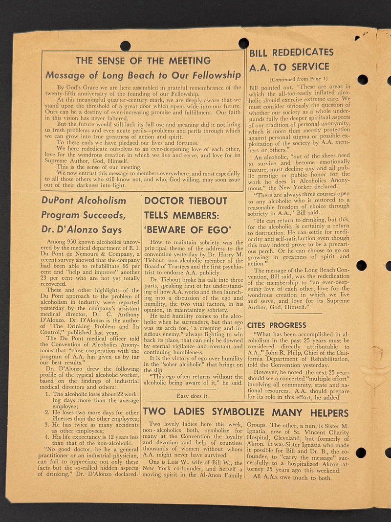 1960 Alcoholics Anonymous 25th Anniversary International Convention Collection — Long Beach, California
