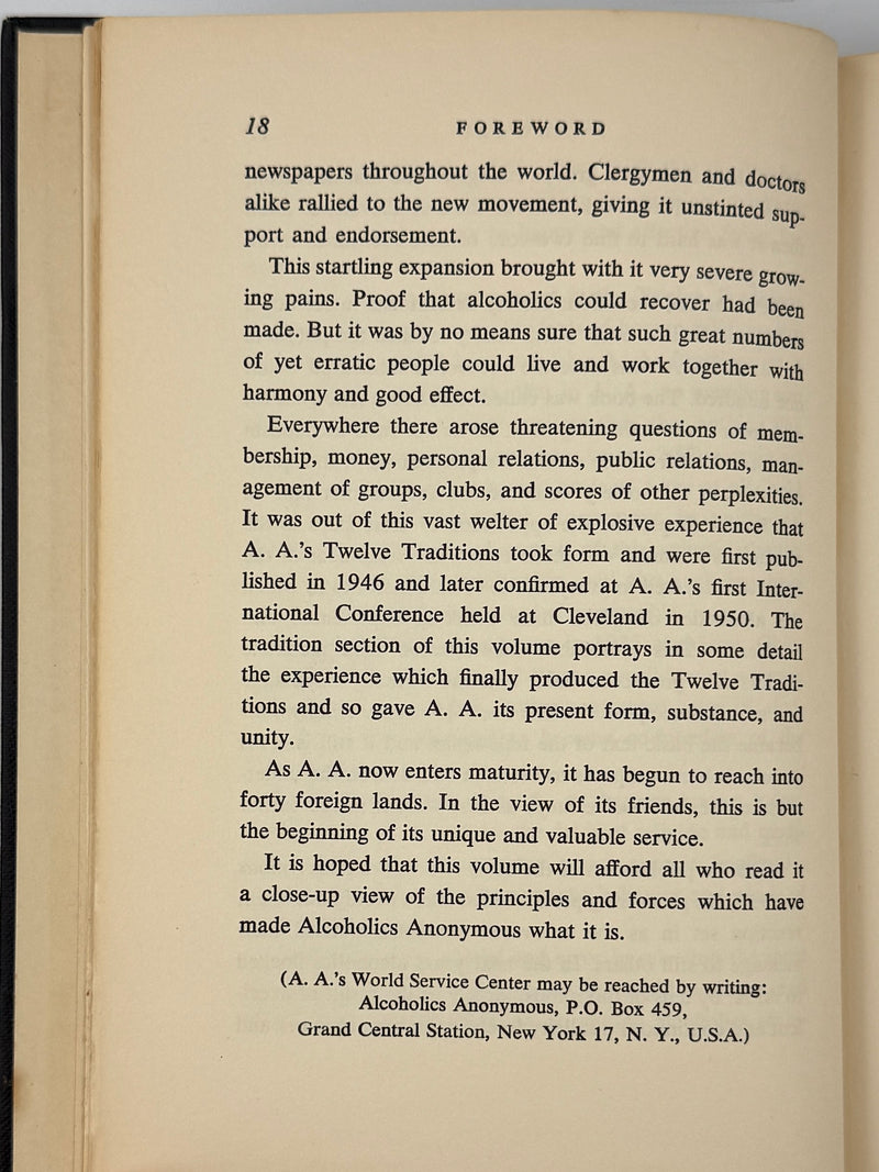 Twelve Steps and Twelve Traditions — First Edition, Second Printing (1960) Harper & Brothers Issue — Original Dust Jacket