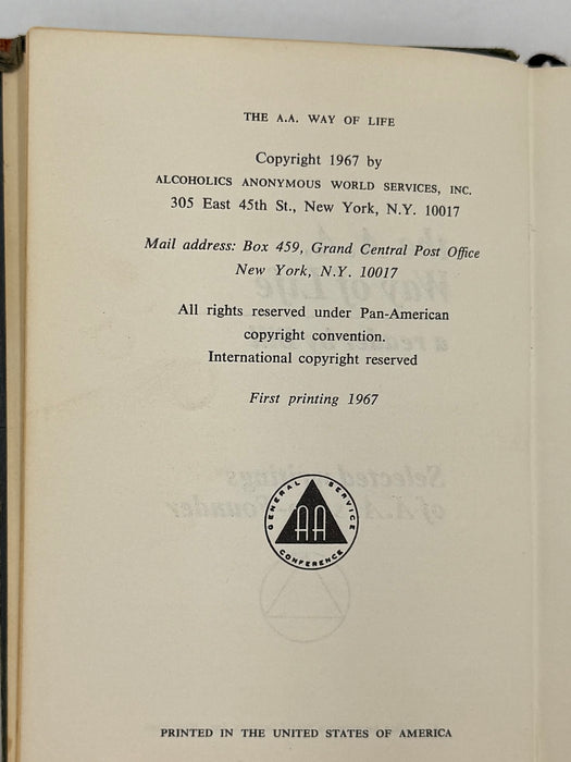 The AA Way of Life - First Printing from 1967 - RDJ