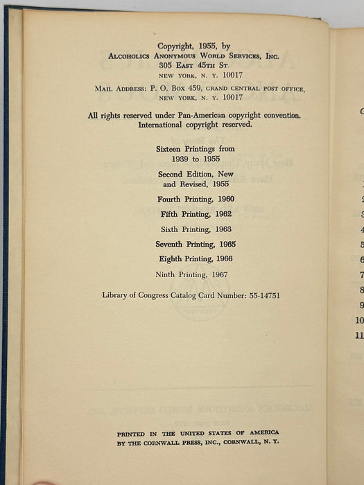 Alcoholics Anonymous Second Edition 9th Printing with ODJ
