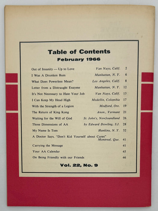 AA Grapevine - Out Of Insanity - February 1966