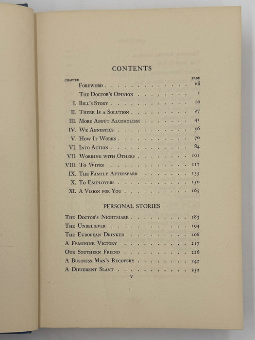 Alcoholics Anonymous First Edition 5th Printing from 1944 - ODJ -  Baby Blue