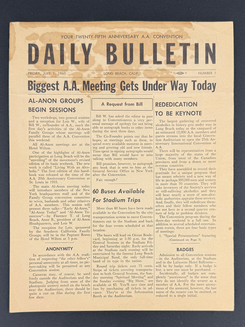 1960 Alcoholics Anonymous 25th Anniversary International Convention Collection — Long Beach, California