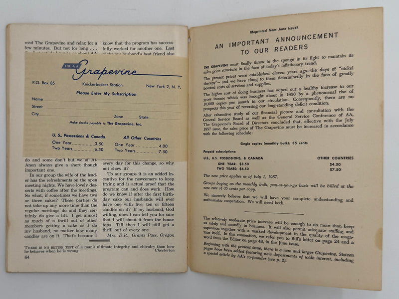 AA Grapevine - A Milestone Issue - July 1957