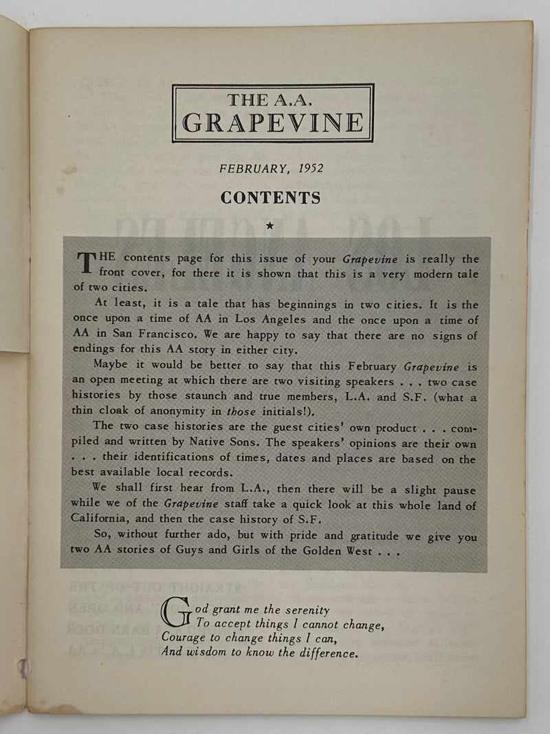 AA Grapevine from February 1952 - California Early History