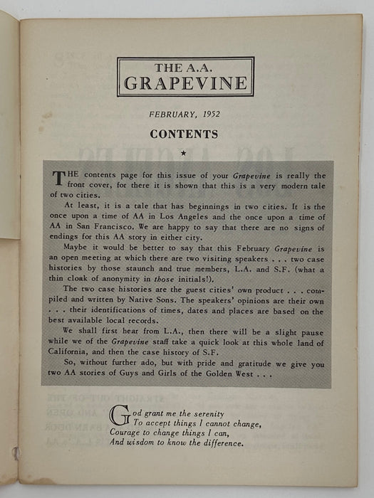 AA Grapevine from February 1952 - California Early History