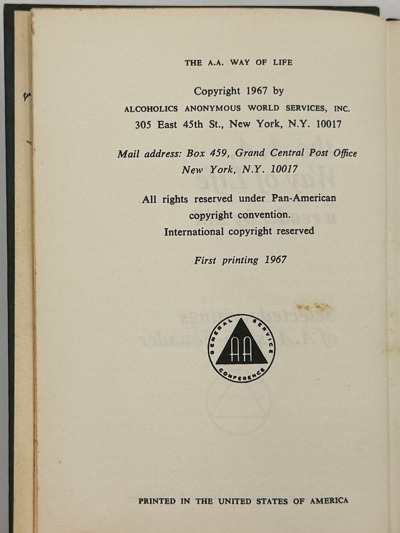 The AA Way of Life - First Printing from 1967