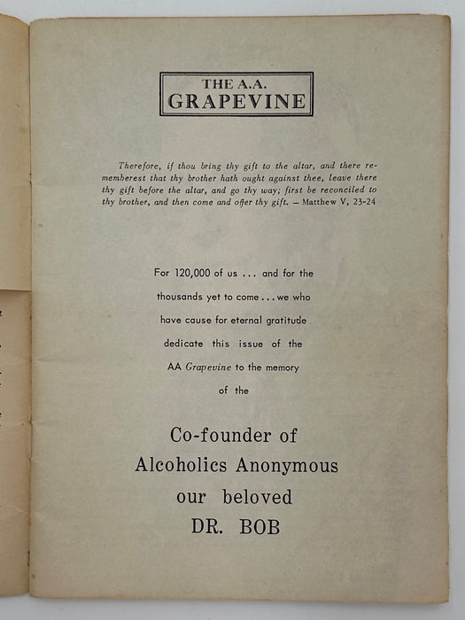 AA Grapevine from January 1951 - Tribute to Dr. Bob