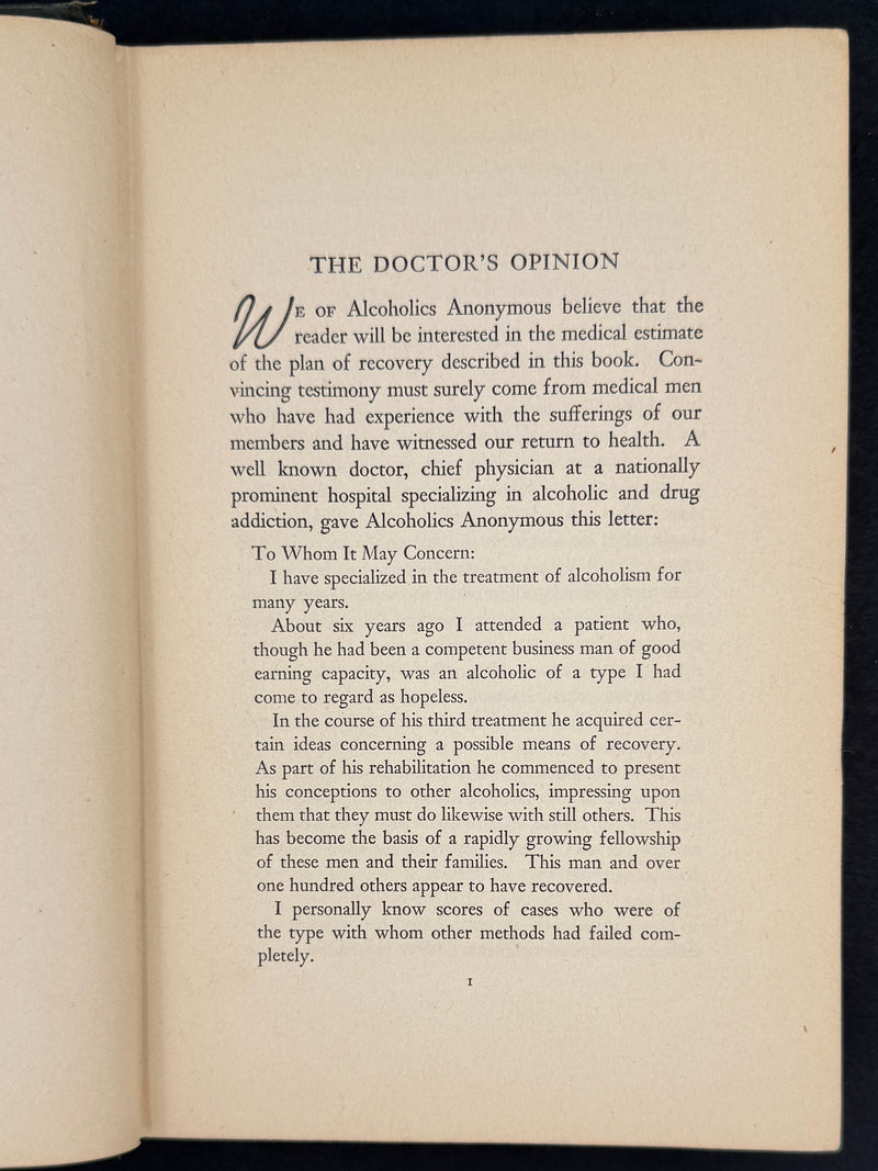 Alcoholics Anonymous — First Edition, Fourth Printing (1943) | Green Cloth