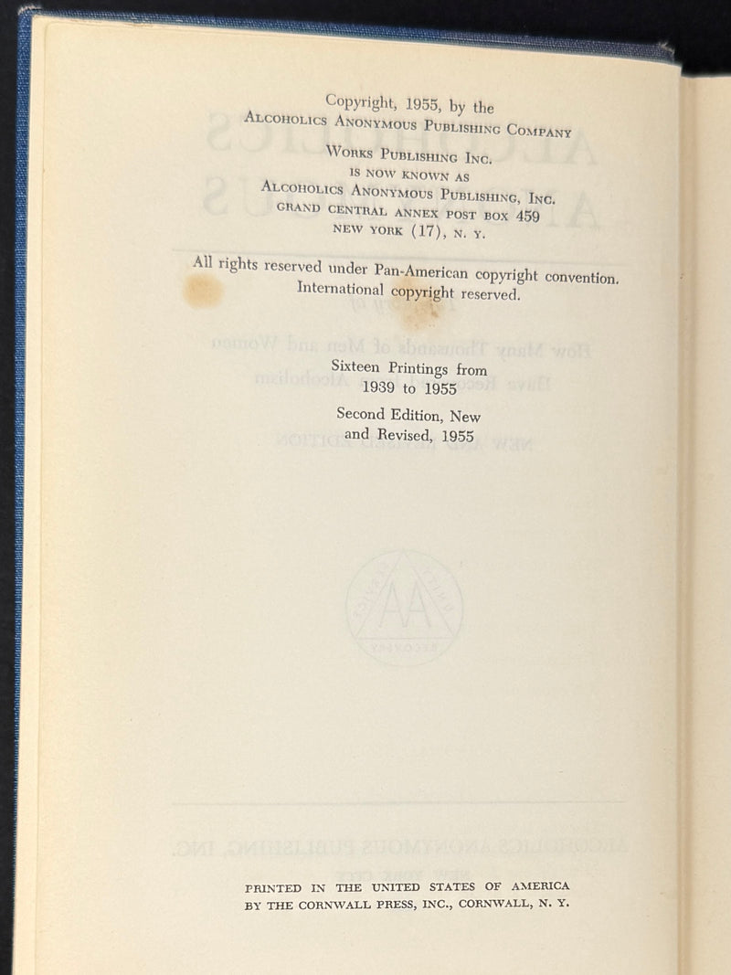 Alcoholics Anonymous Second Edition — First Printing (1955) | Reproduction Dust Jacket