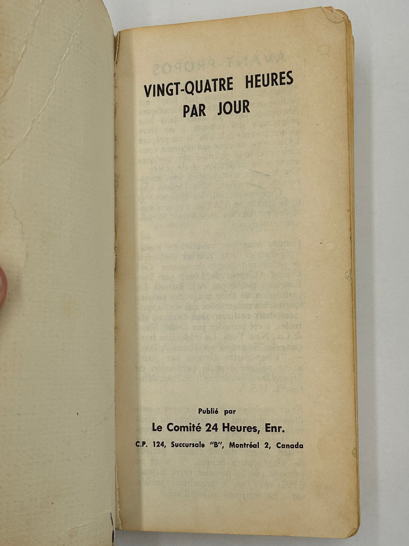 French Translation of Twenty-Four Hours a Day by Richmond Walker - Montreal West Coast Collection