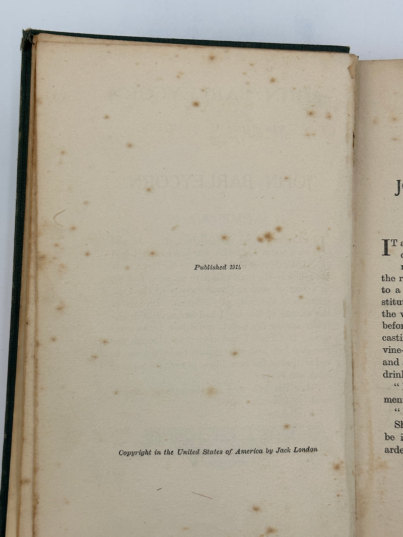 John Barleycorn by Jack London - First London Printing - 1914 Recovery Collectibles