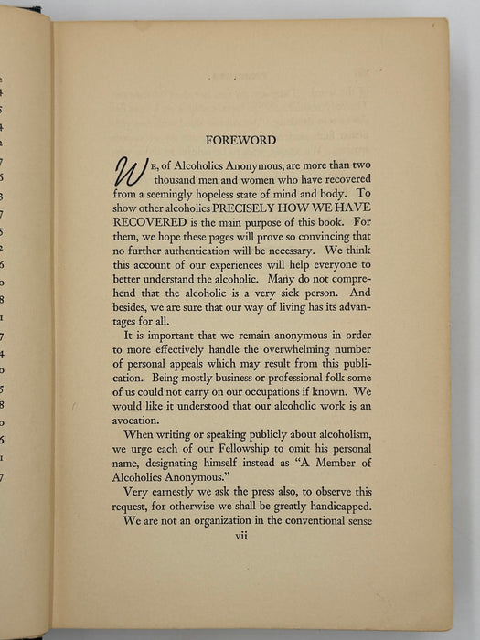 Alcoholics Anonymous Big Book First Edition 2nd Printing from 1941