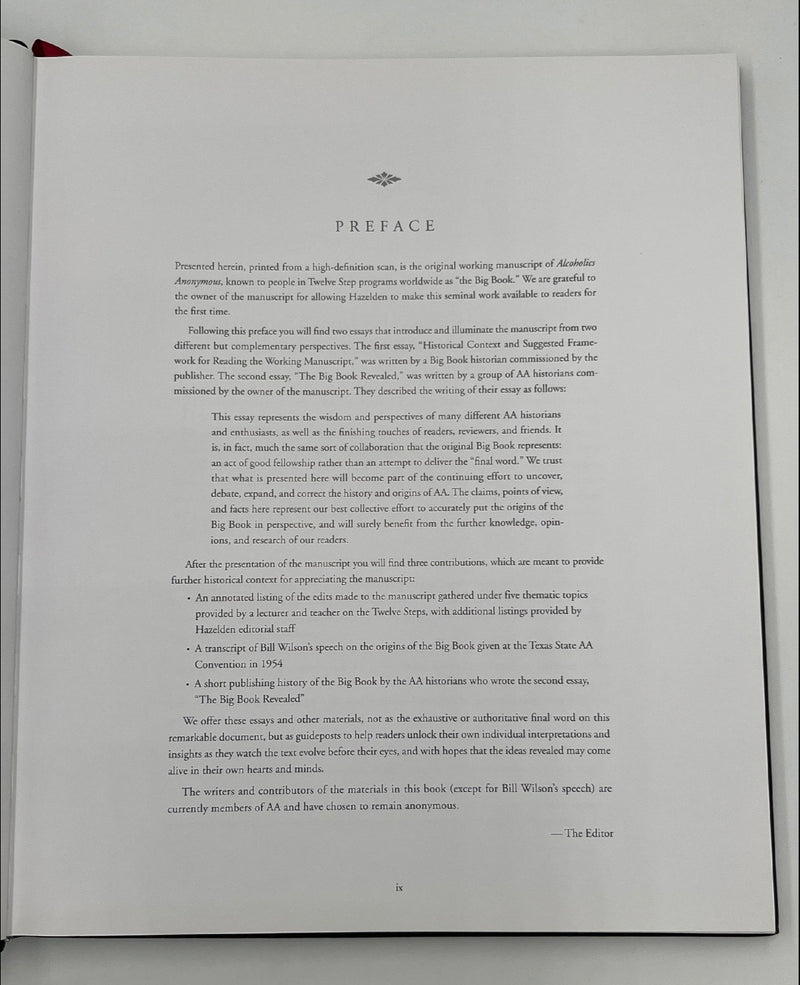 The Book That Started It All — Original Working Manuscript of Alcoholics Anonymous — Limited Edition of 1,000 — Sealed