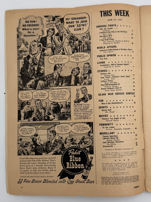 Liberty Magazine from June 27, 1942 - Prohibition: Will It Happen Again?