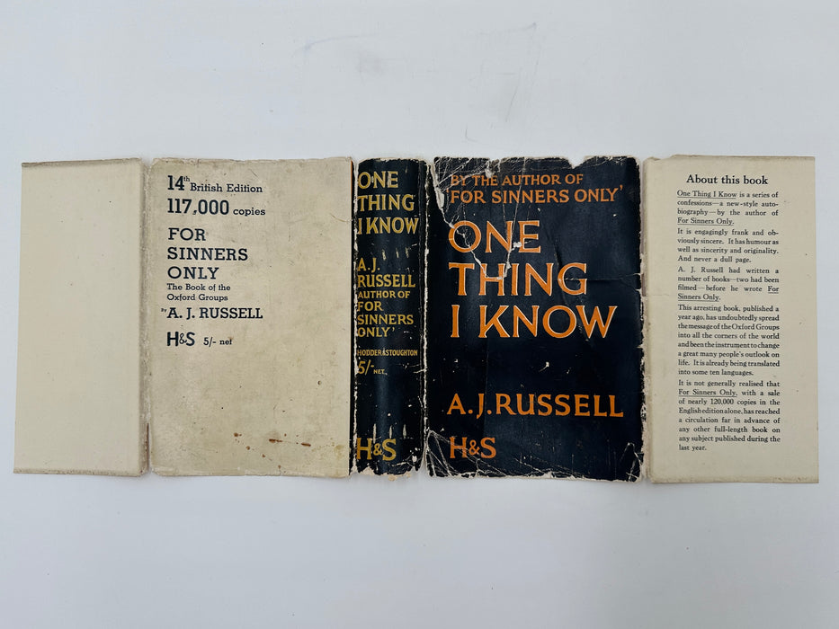 One Thing I Know by A.J. Russell - Third Printing from 1933 - ODJ