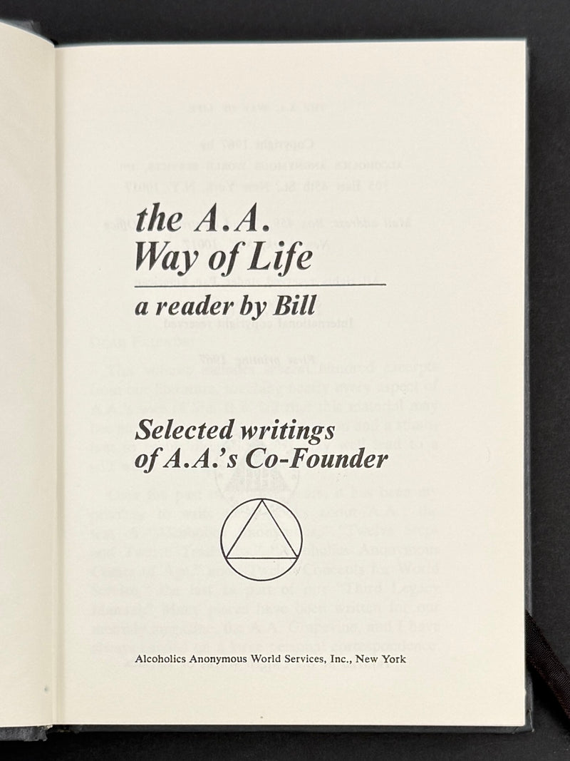 The A.A. Way of Life — Bill W. — 1967 First Printing with Original Dust Jacket