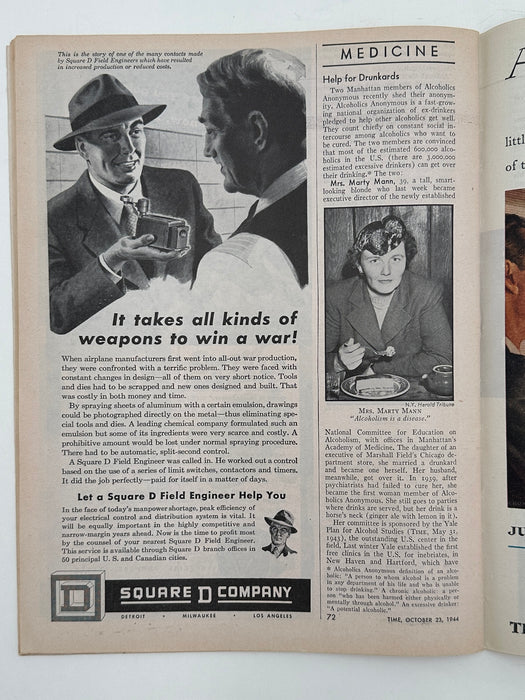 Time Magazine from October 1944 - Help for Drunkards