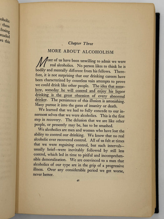 Alcoholics Anonymous Big Book First Edition 2nd Printing from 1941
