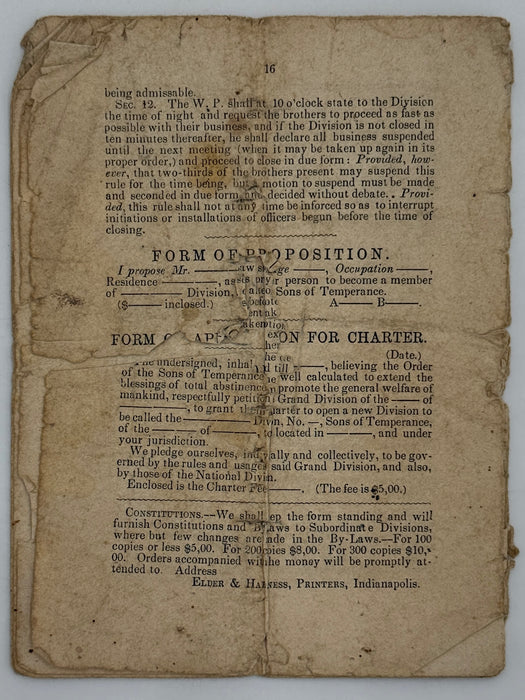 Set of Three Early Sons of Temperance Publications (ca. 1850–1855)