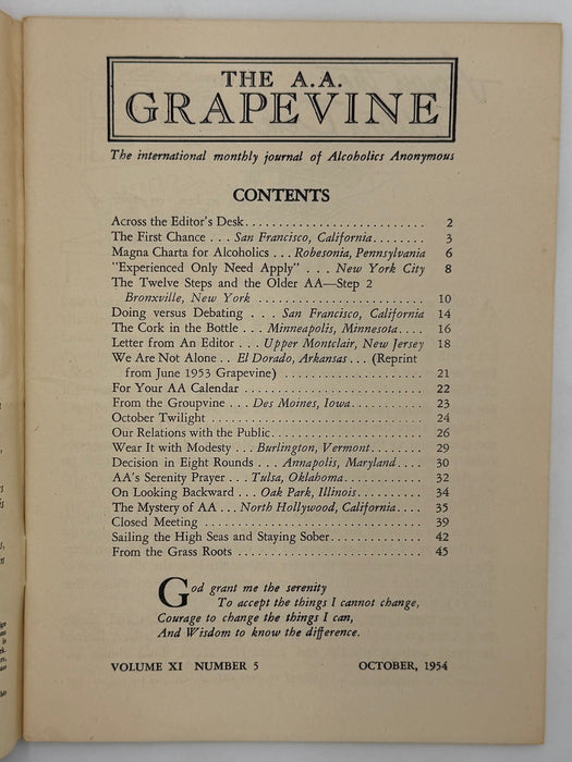 AA Grapevine from October 1954 Recovery Collectibles