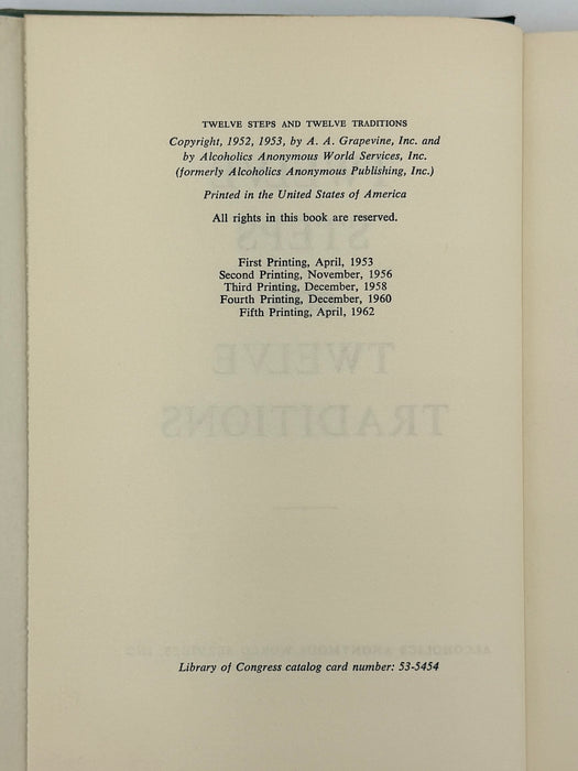 Alcoholics Anonymous Twelve Steps And Twelve Traditions - 5th Printing from 1962