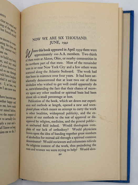 Alcoholics Anonymous — First Edition, Third Printing (June 1942) - Light Blue Cloth Variant With Original Dust Jacket