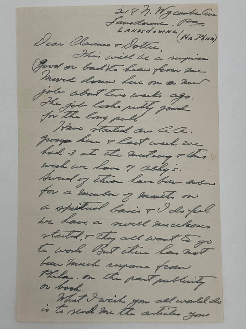 Handwritten Letter from Jim Burwell to Clarence Snyder - 1940 West Coast Collection