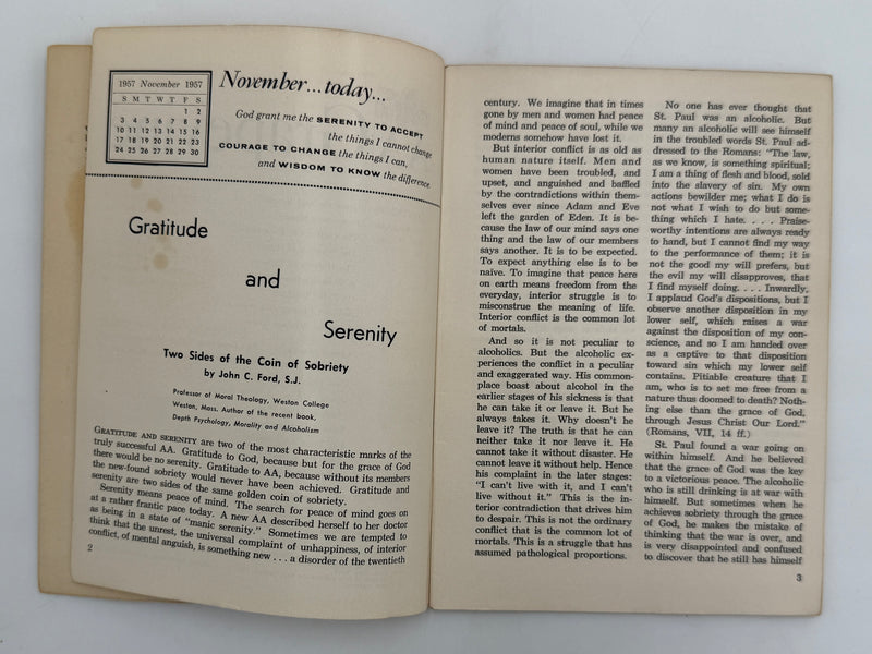 AA Grapevine - Traditions Month - November 1957