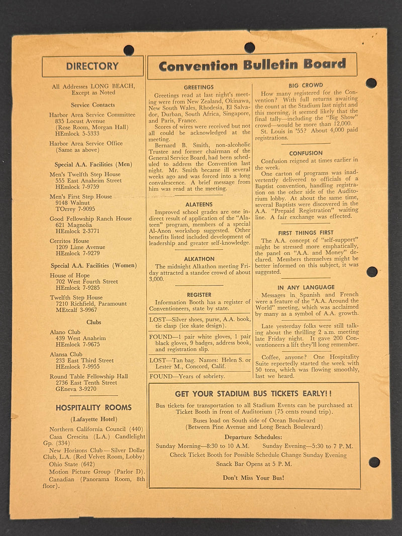 1960 Alcoholics Anonymous 25th Anniversary International Convention Collection — Long Beach, California