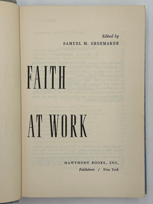 Faith at Work edited by Samuel M. Shoemaker