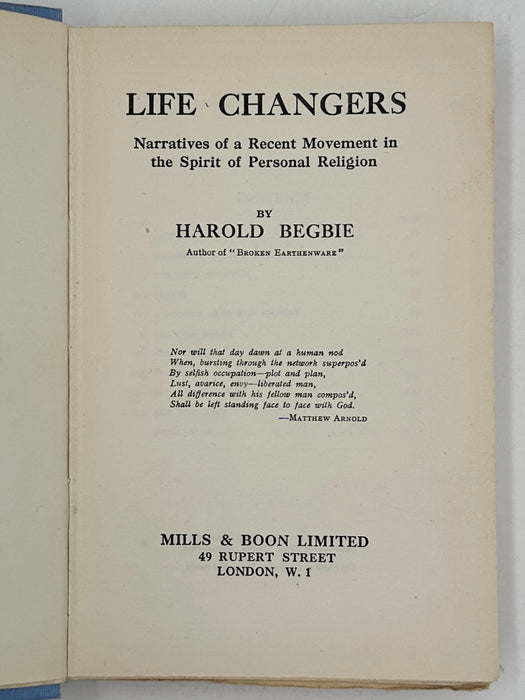 Life Changers by Harold Begbie - 1923 Recovery Collectibles