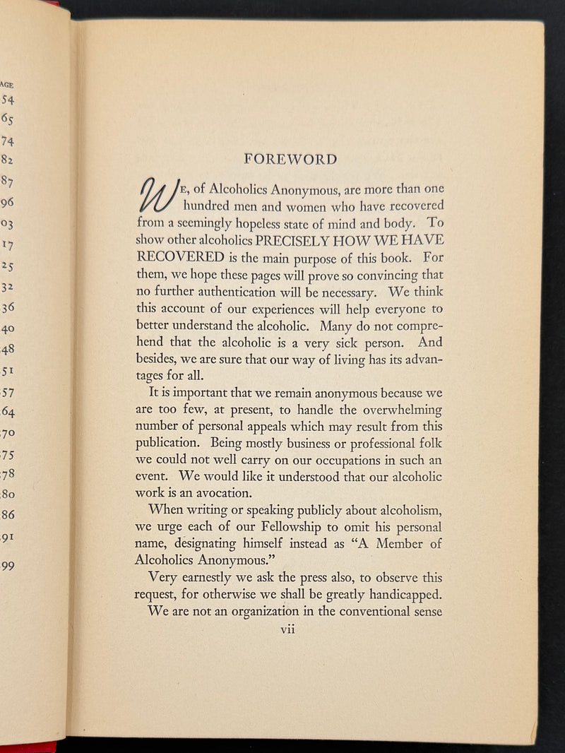 Alcoholics Anonymous — First Edition, First Printing | April 1939