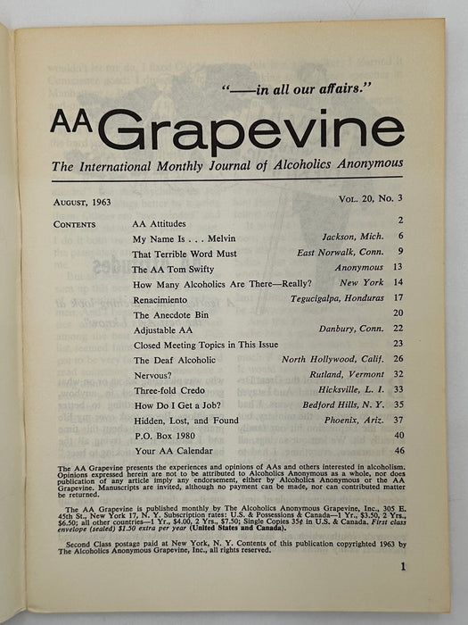 AA Grapevine from August 1963 - AA Attitudes