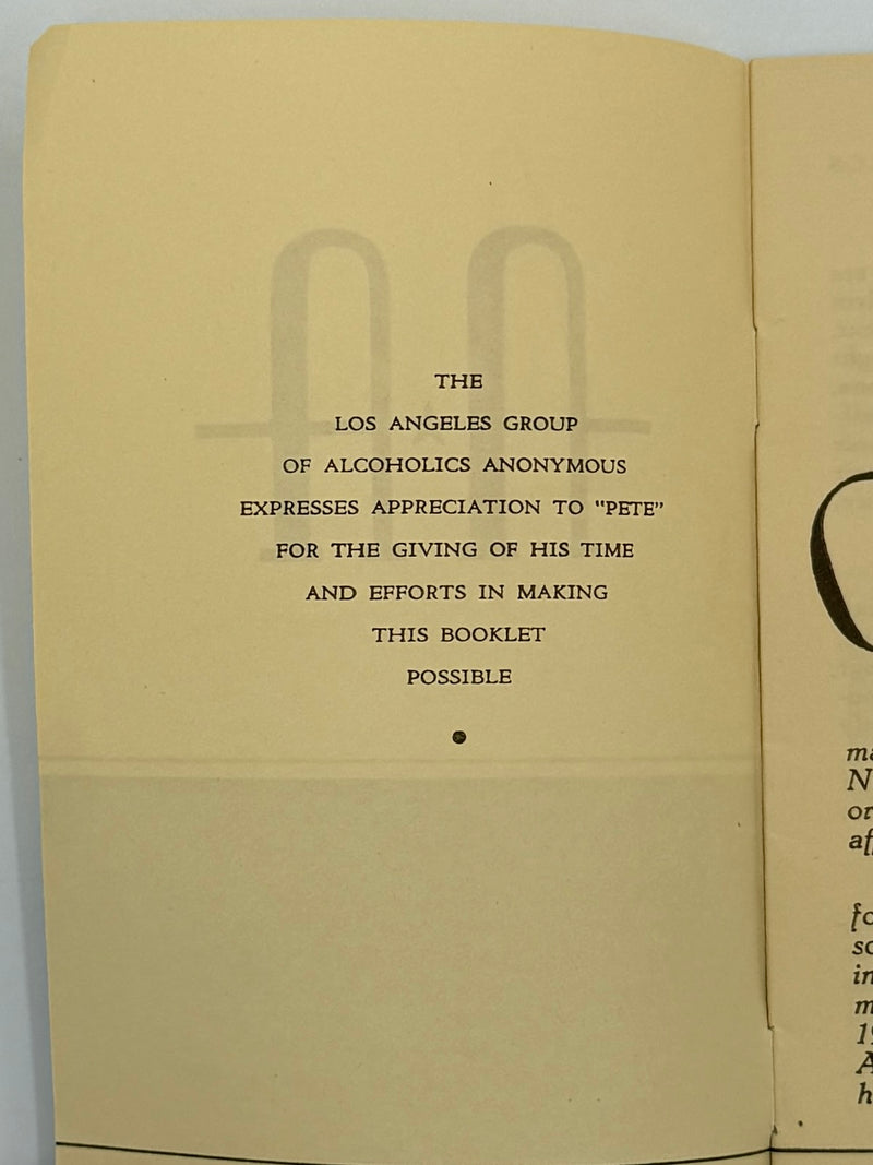 AA — Los Angeles Group Pamphlet  “A Workable Solution to the Problem of Alcoholism”
