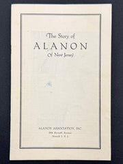 A vintage printed cover or booklet titled "The Story of ALANON Of New Jersey" with the Alanon Association, Inc. name and address at the bottom, photographed against a dark background.