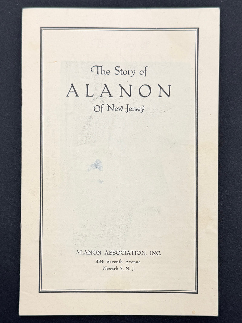 A vintage printed cover or booklet titled "The Story of ALANON Of New Jersey" with the Alanon Association, Inc. name and address at the bottom, photographed against a dark background.