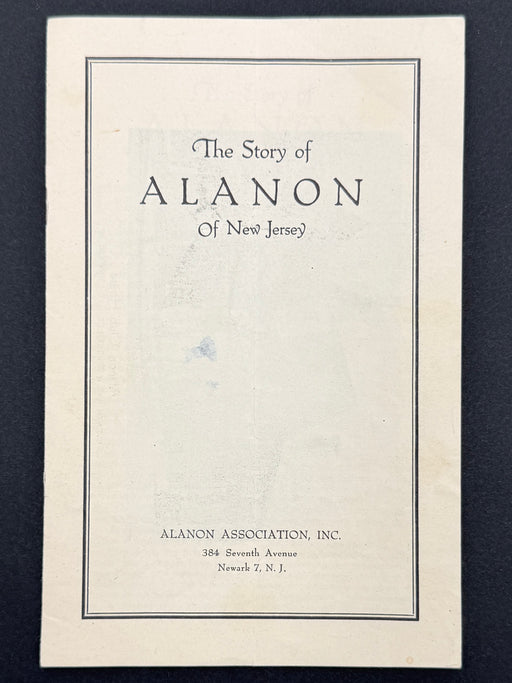 A vintage printed cover or booklet titled "The Story of ALANON Of New Jersey" with the Alanon Association, Inc. name and address at the bottom, photographed against a dark background.