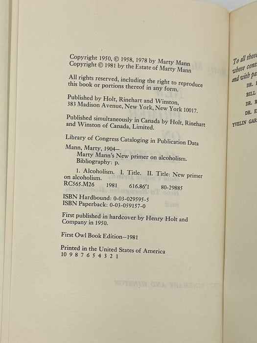Marty Mann’s New Primer on Alcoholism - New Updated Edition from 1981