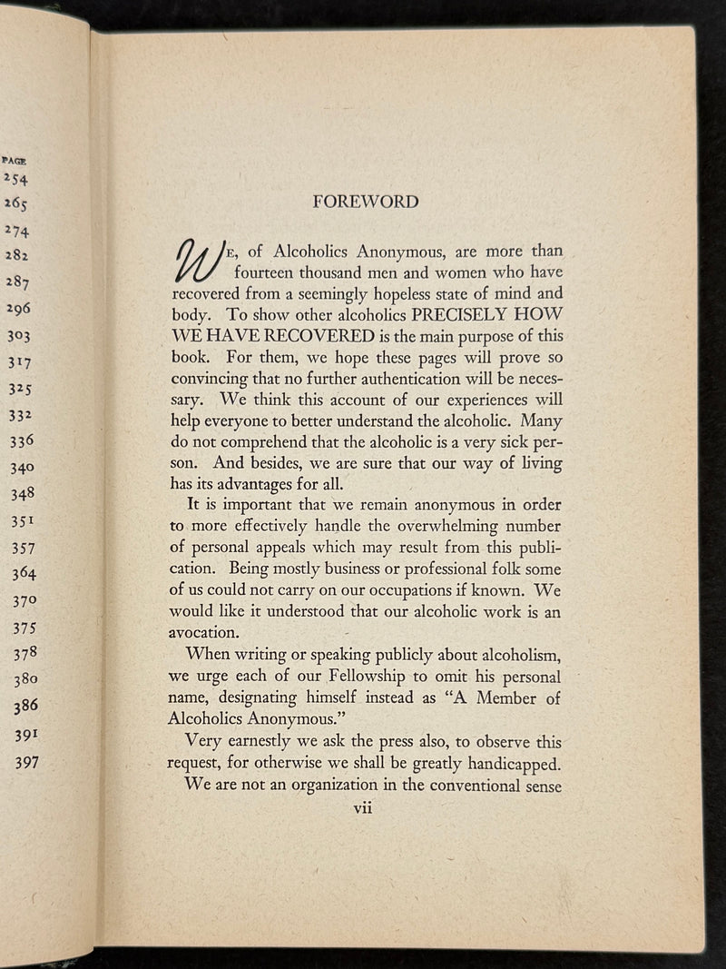 Alcoholics Anonymous — First Edition, Seventh Printing — January 1945