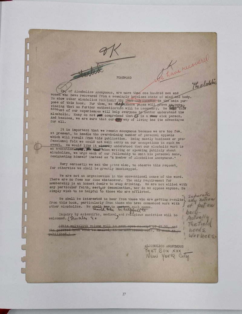 The Book That Started It All — Original Working Manuscript of Alcoholics Anonymous — Limited Edition of 1,000 — Sealed