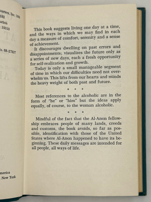 One Day At A Time In Al-Anon - First Printing from 1968