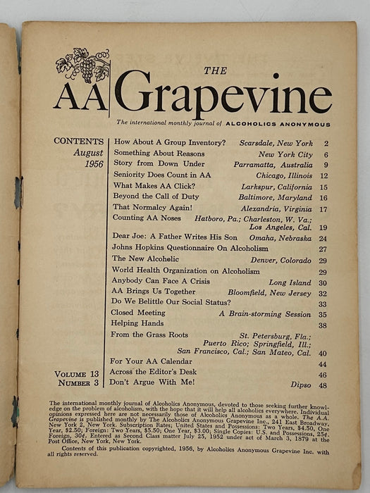 AA Grapevine from August 1956 - How About A Group Inventory?