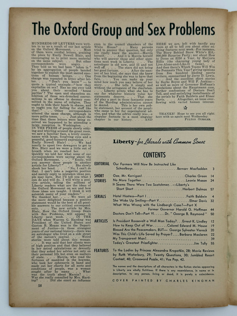 Liberty Magazine from April 1938 - Oxford Group and Sex Problems
