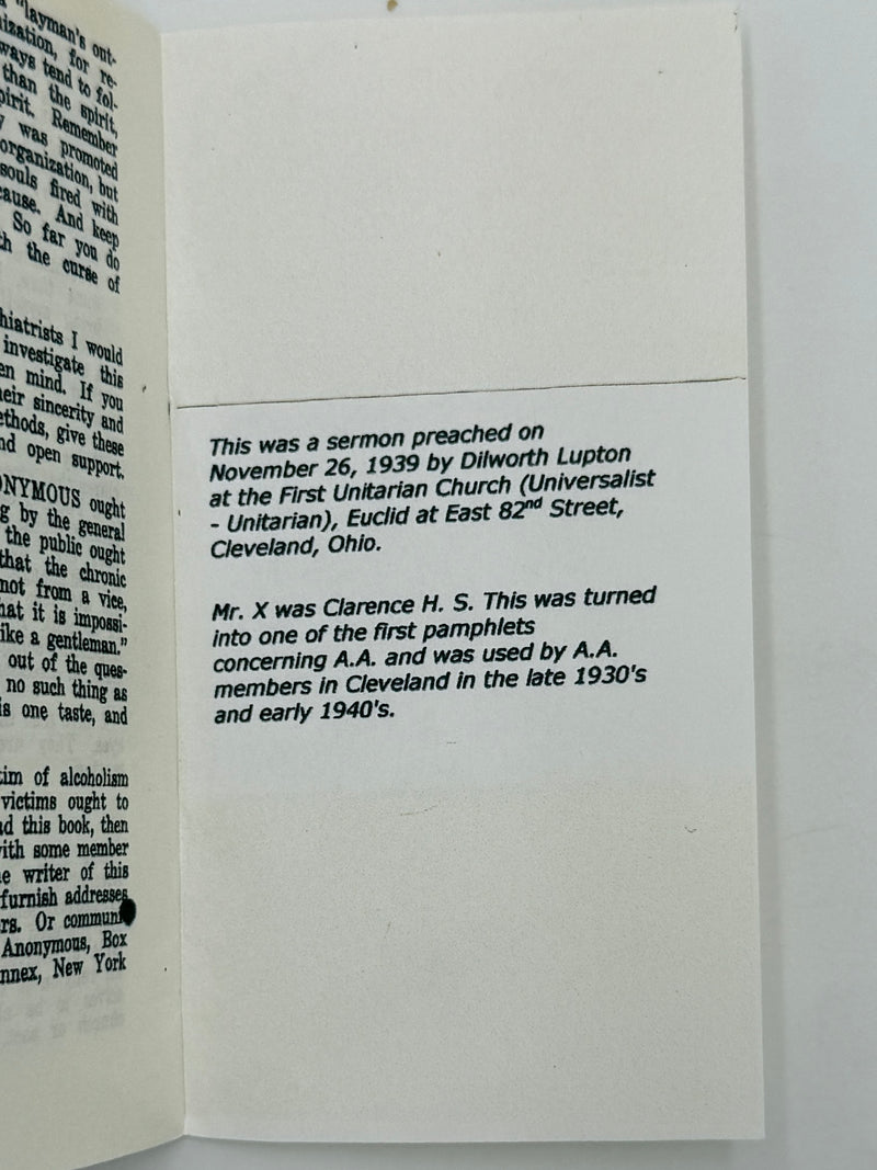 Signed by “Mr. X” (Clarence Snyder) - Alcoholics Anonymous First Edition 12th Printing