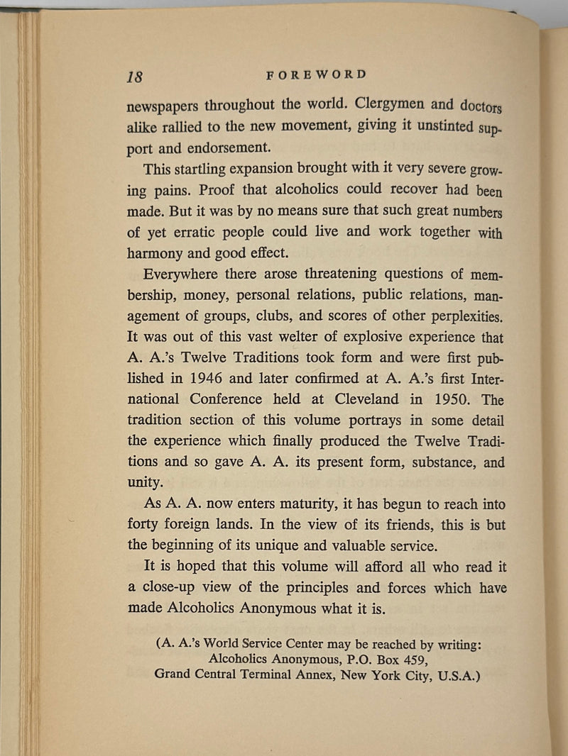 Twelve Steps and Twelve Traditions — First Edition, First Printing (1953) Alcoholics Anonymous Publishing, Inc. — Original Dust Jacket